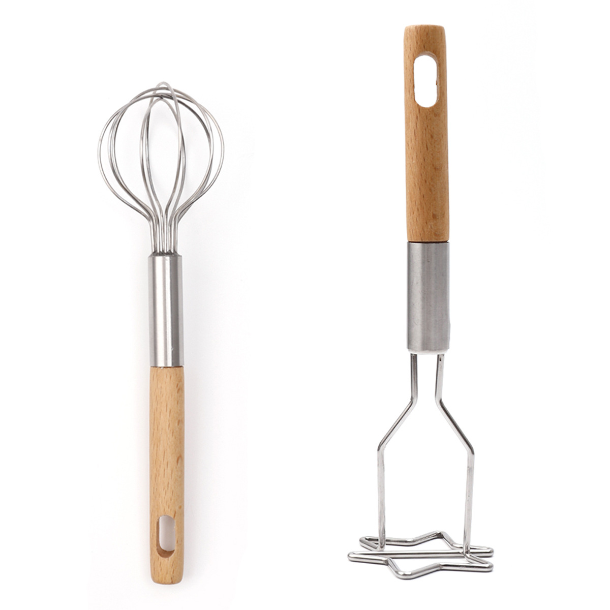 2-Piece Kitchen Tool Set: Mini Whisk + Star-Shaped Potato Masher – Compact for