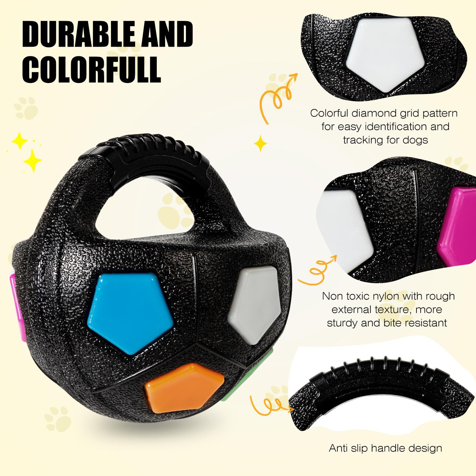 Colorful Dog Toy: Handheld Bouncing Ball with Sound – TPR Material view 4