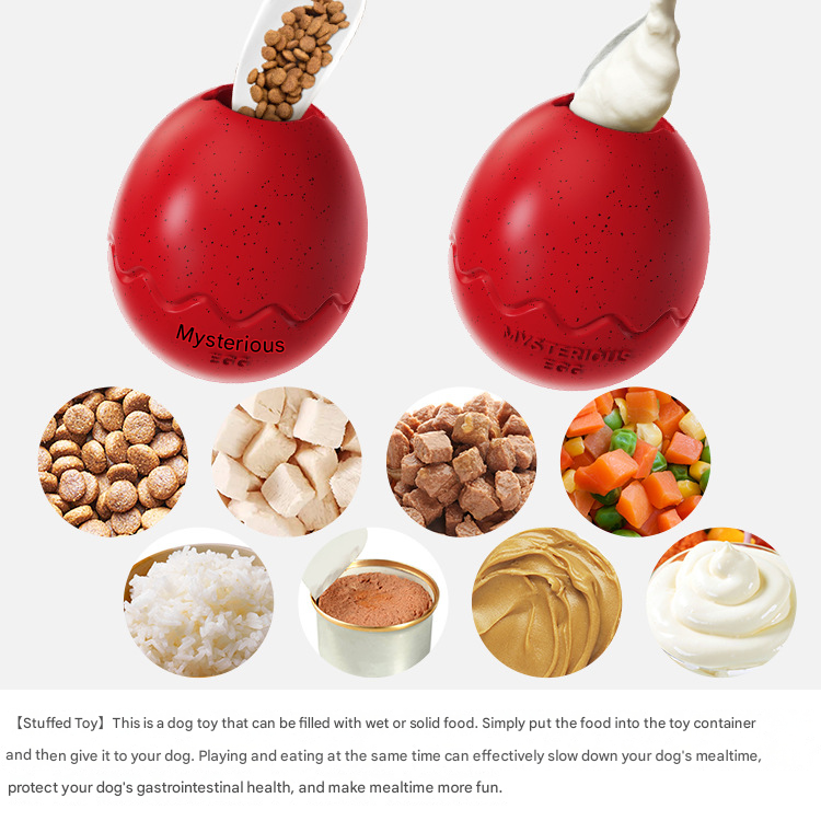 Red Mysterious Egg Slow-Feeder Treat Dispenser for Dogs – Food-Grade TPR view 4