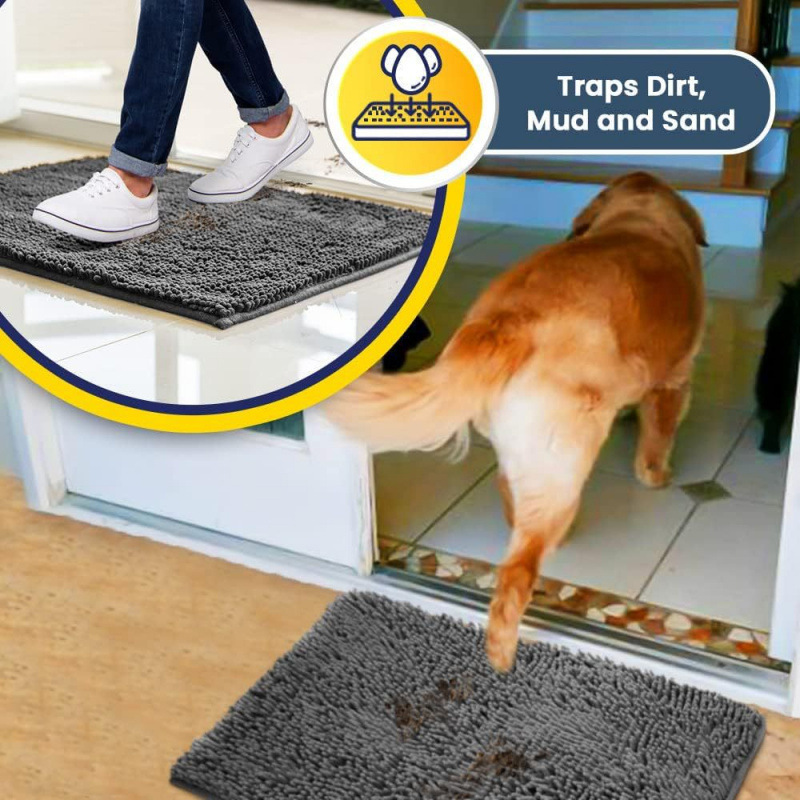 Bleached white 50×80 cm Extra-Thick Chenille Floor Mat for Bathrooms and Pet view 3