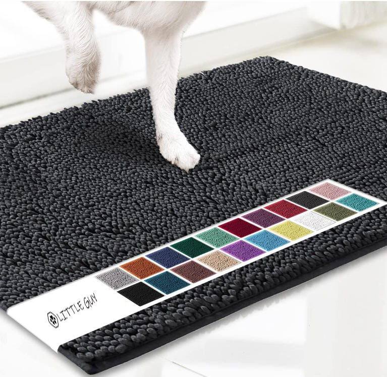 Charcoal grey 50×80 cm Extra-Thick Chenille Floor Mat for Bathrooms and Pet — image 1