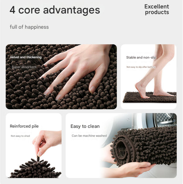 Sky blue 50×80 cm Extra-Thick Chenille Floor Mat for Bathrooms and Pet Use view 5