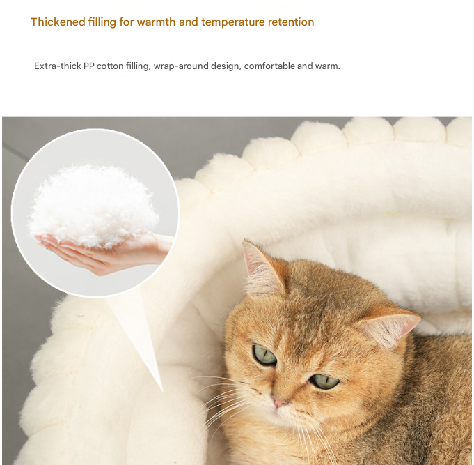 Grey Plush Round Pet Bed with Removable Cushion M Size view 4