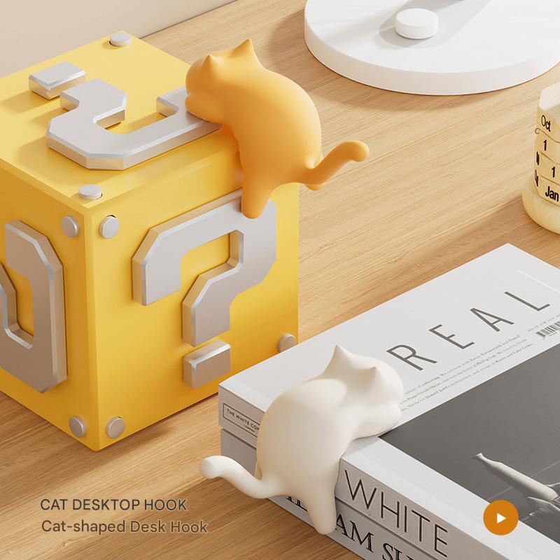 4-Pack Cat-Shaped Desk Hooks - No-Drill Adhesive Mount view 3