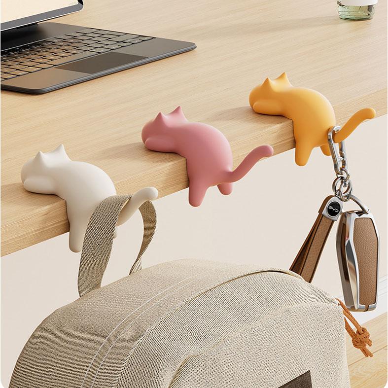 4-Pack Cat-Shaped Desk Hooks - No-Drill Adhesive Mount view 5