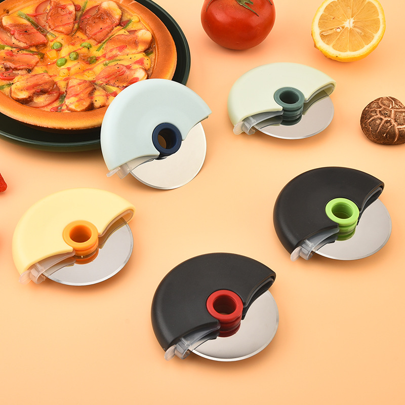 5-Pack Round Wheel Pizza Cutter Set with Protective Covers view 2
