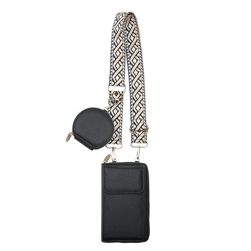 Black Women's Multi-Functional Crossbody Phone Bag with Detachable Coin Purse