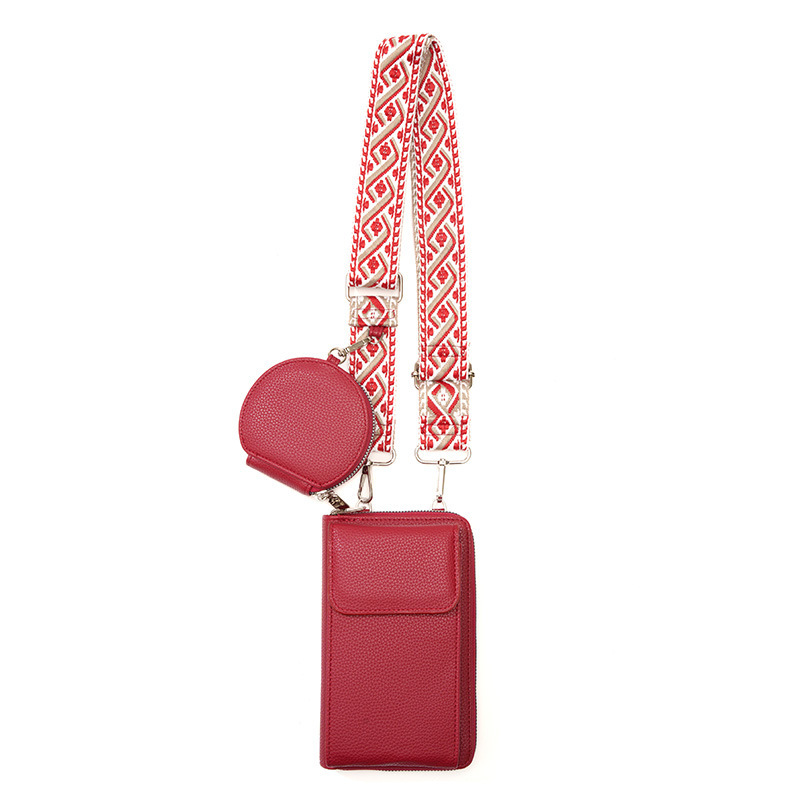 Red Women's Multi-Functional Crossbody Phone Bag with Detachable Coin Purse