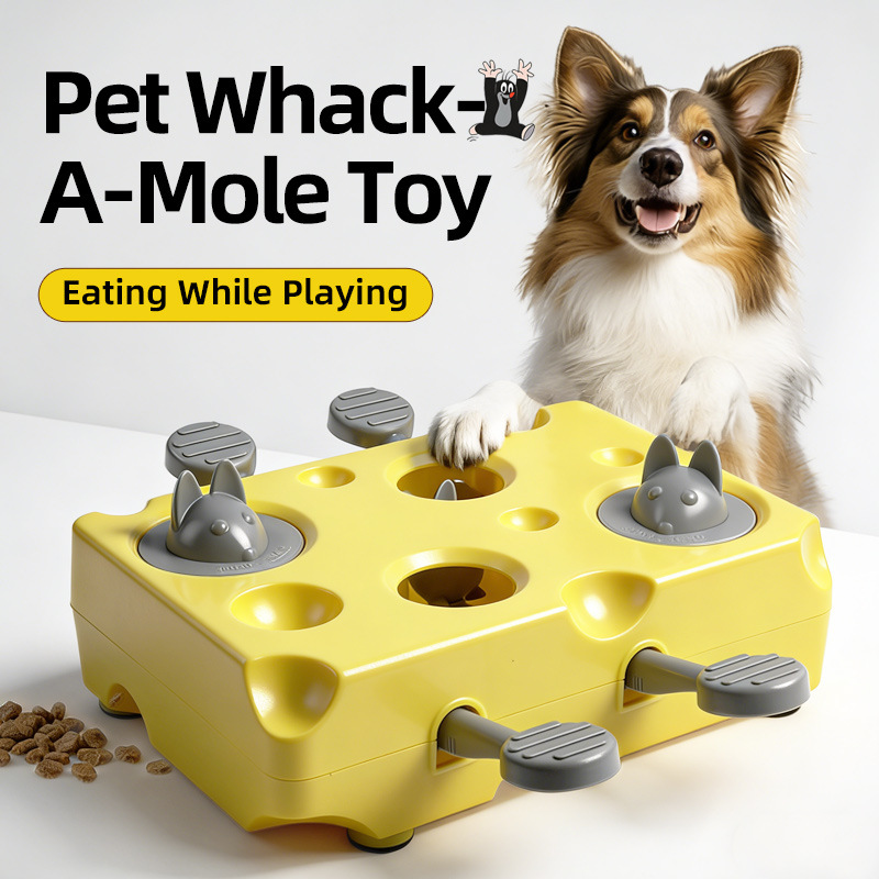 Yellow Cheese Whack-a-Mole Cat Toy – Interactive Treat Dispenser & Snack view 3