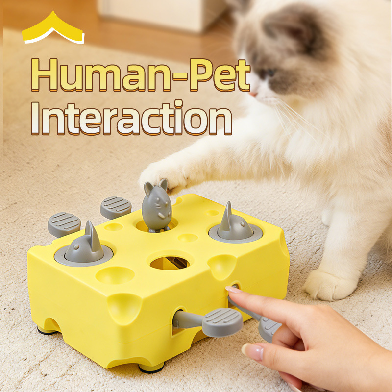 Yellow Cheese Whack-a-Mole Cat Toy – Interactive Treat Dispenser & Snack view 4
