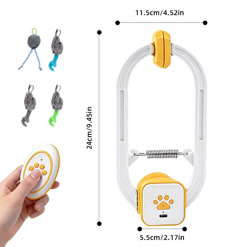 Electric Interactive Cat Teaser with Remote Control & Door Clip – Dual-Mode