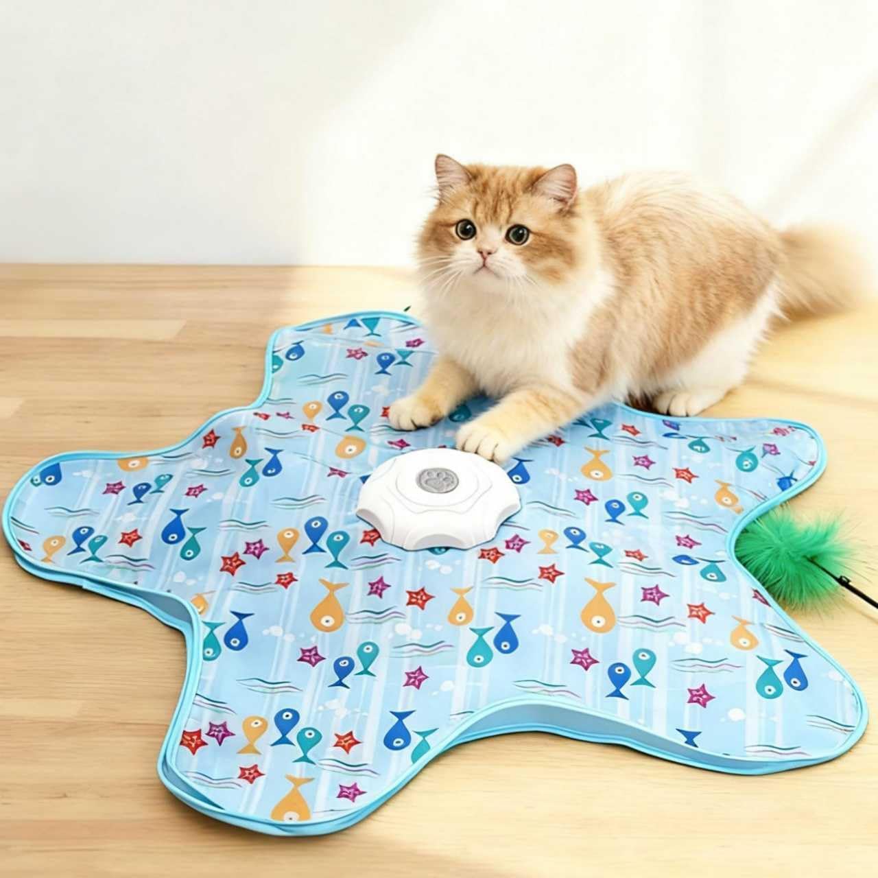 Automatic Cat Hunting Game Mat with 360° Teaser Wand