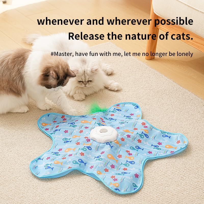 Automatic Cat Hunting Game Mat with 360° Teaser Wand view 2