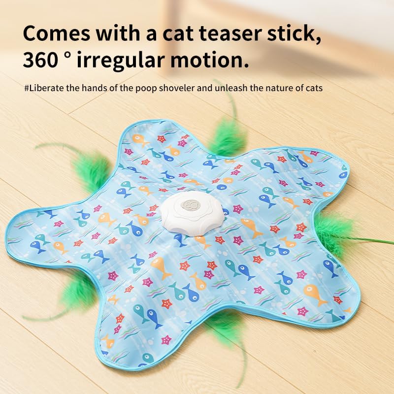 Automatic Cat Hunting Game Mat with 360° Teaser Wand view 4