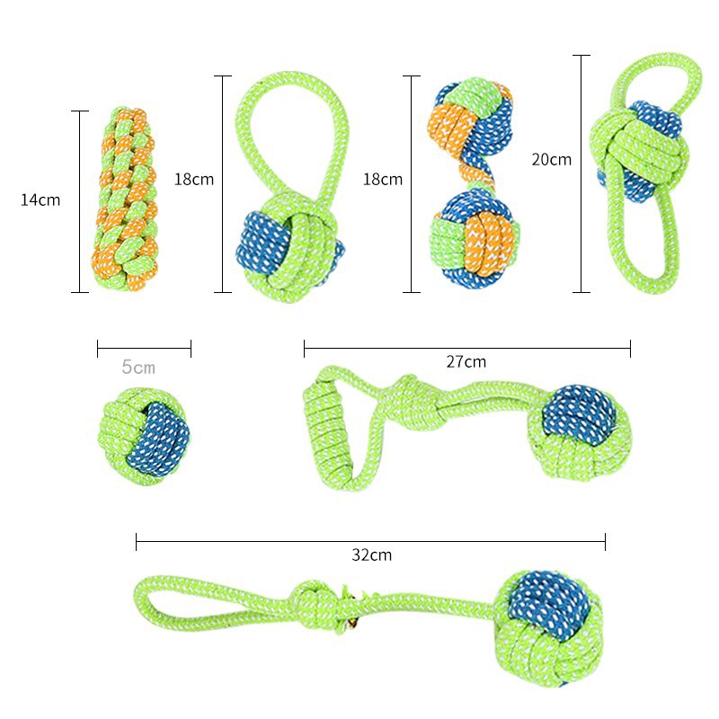 7-Piece Purple and pink Durable Cotton Rope Dog Toy Set - Washable Knotted view 2