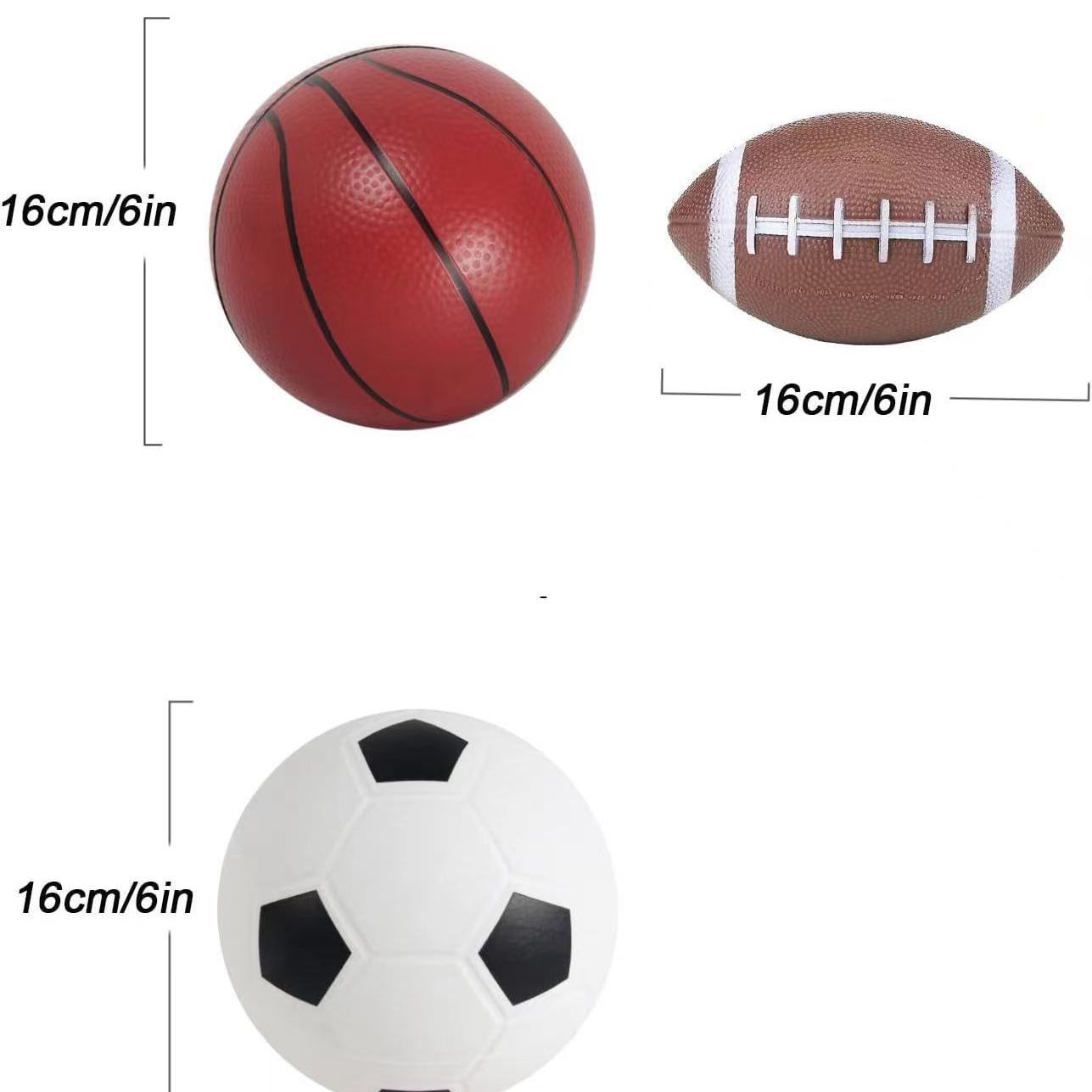 3-Pack 16cm Inflatable Sports Balls Set PVC Mini Soccer Basketball Rugby for view 5