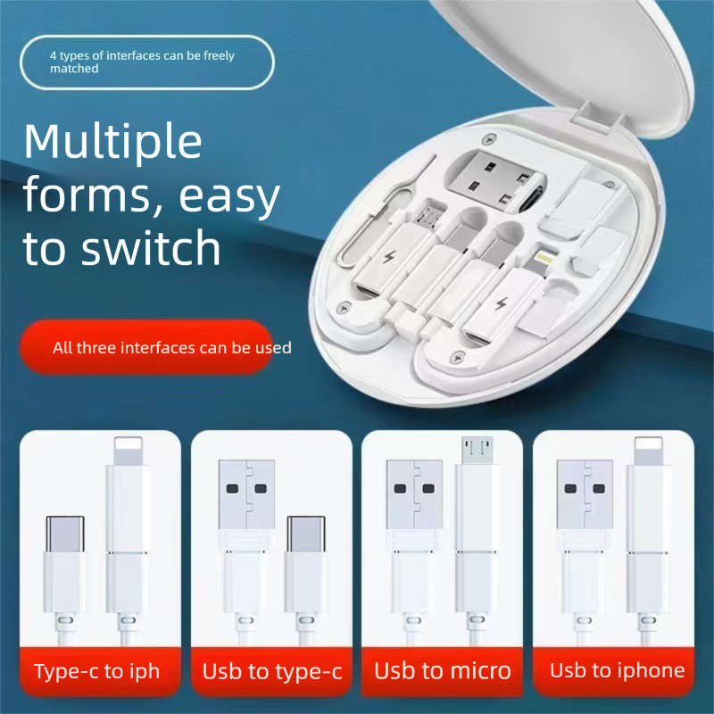 2-Pack Blue 60W Fast Charging Cable Kit with Storage Box - 5-in-1 view 3