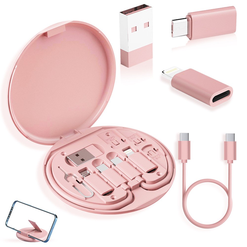 2-Pack Pink 60W Fast Charging Cable Kit with Storage Box - 5-in-1 — image 1