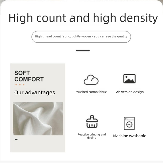 Baolan Light Grey Washed Cotton Bedding Set - Solid Color Fitted Sheet Style view 3