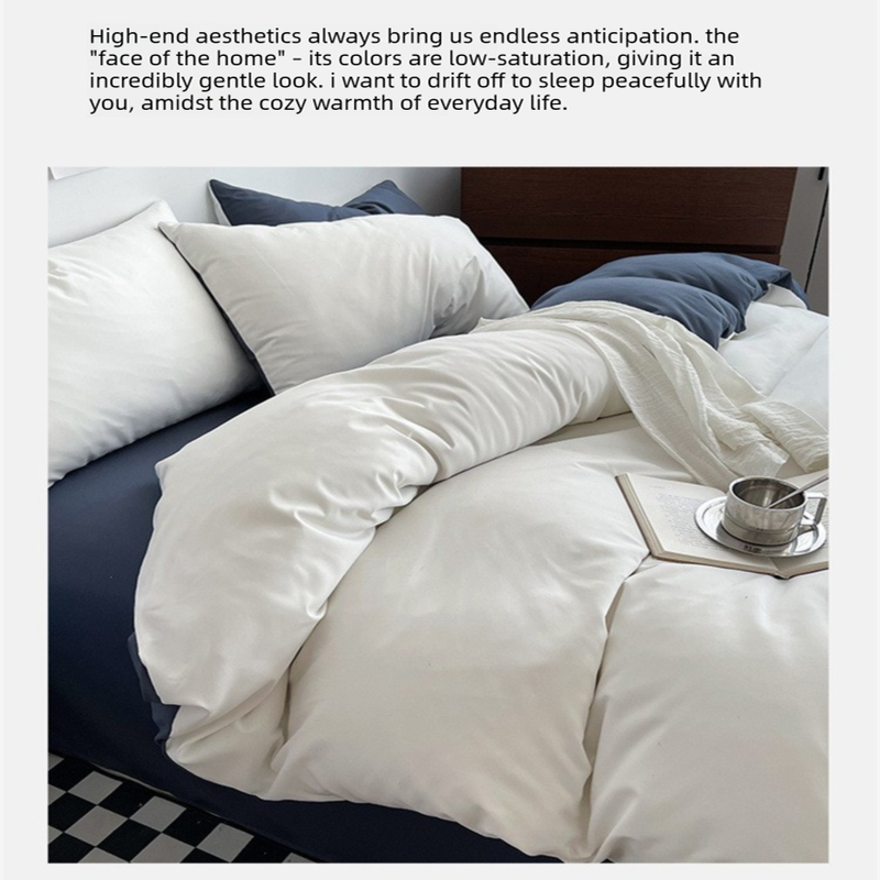 Matcha khaki Washed Cotton Bedding Set - Solid Color Fitted Sheet Style view 7