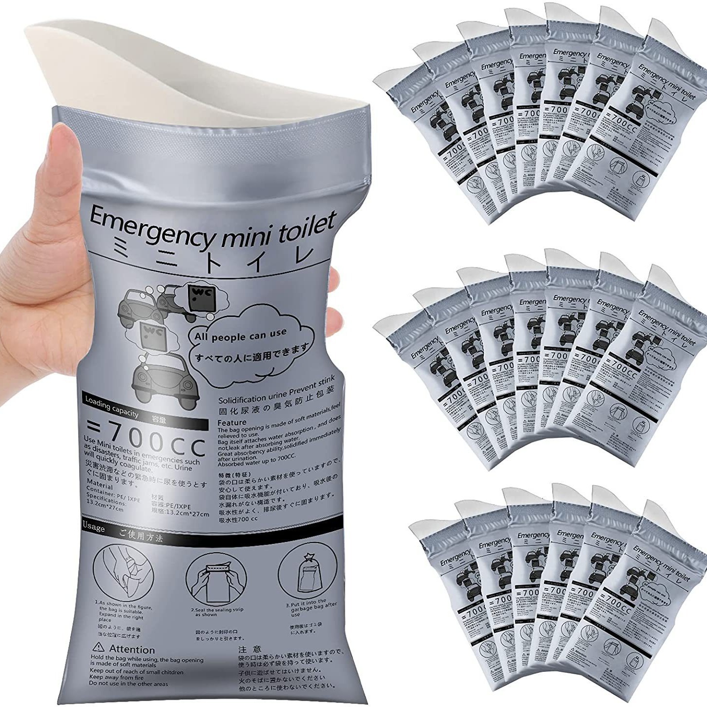 8PCS Leak-Proof & Odorless Motion Sickness Bags and Emergency Urine Bags