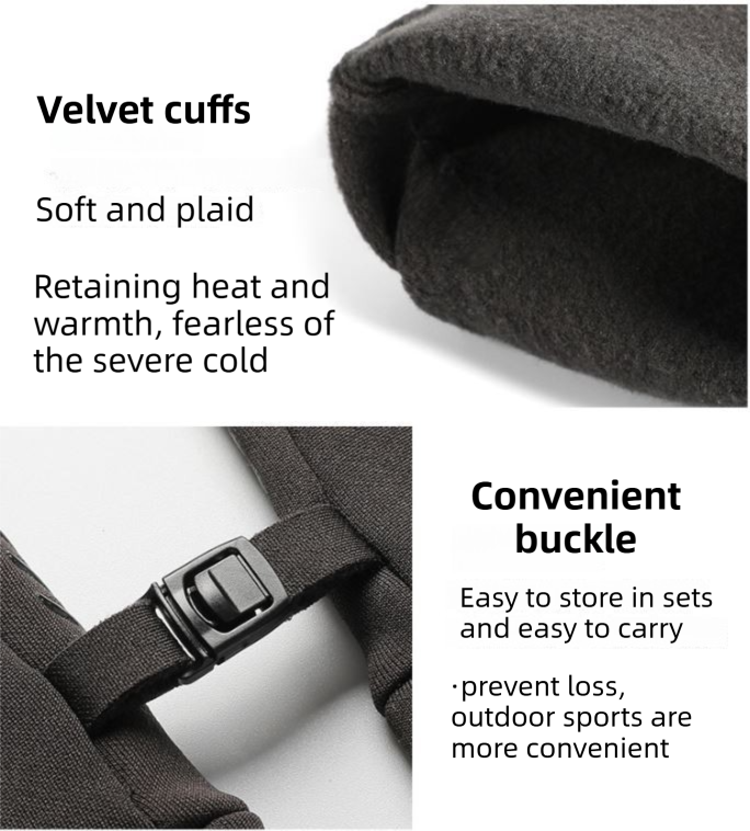 Black Windproof Thermal Sports Gloves with Touchscreen Fingertips & Anti-Slip view 5