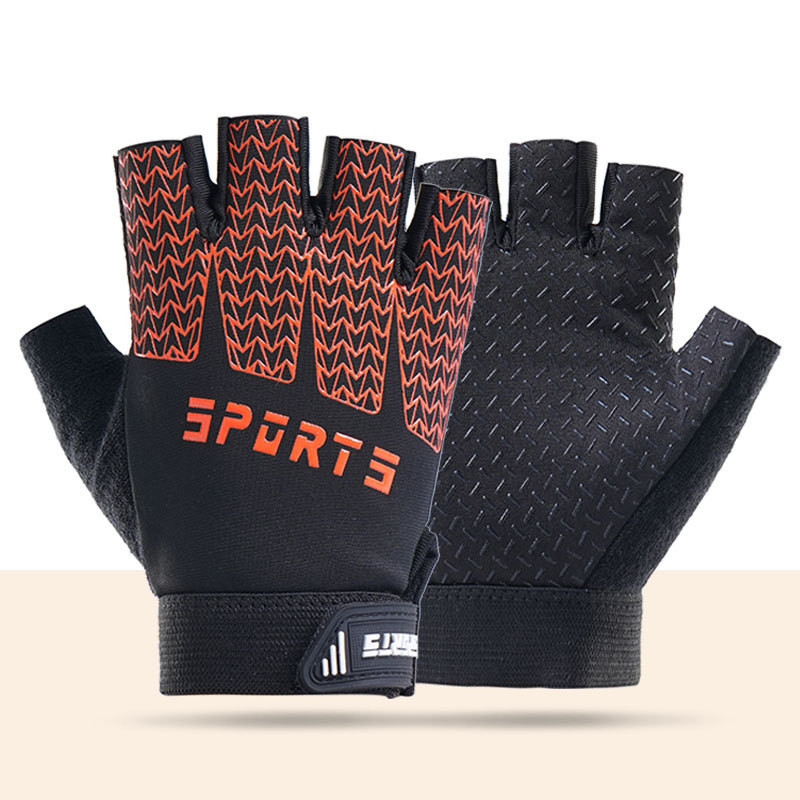 Black and Red Breathable Half-Finger Cycling Gloves for Kids - Non-Slip
