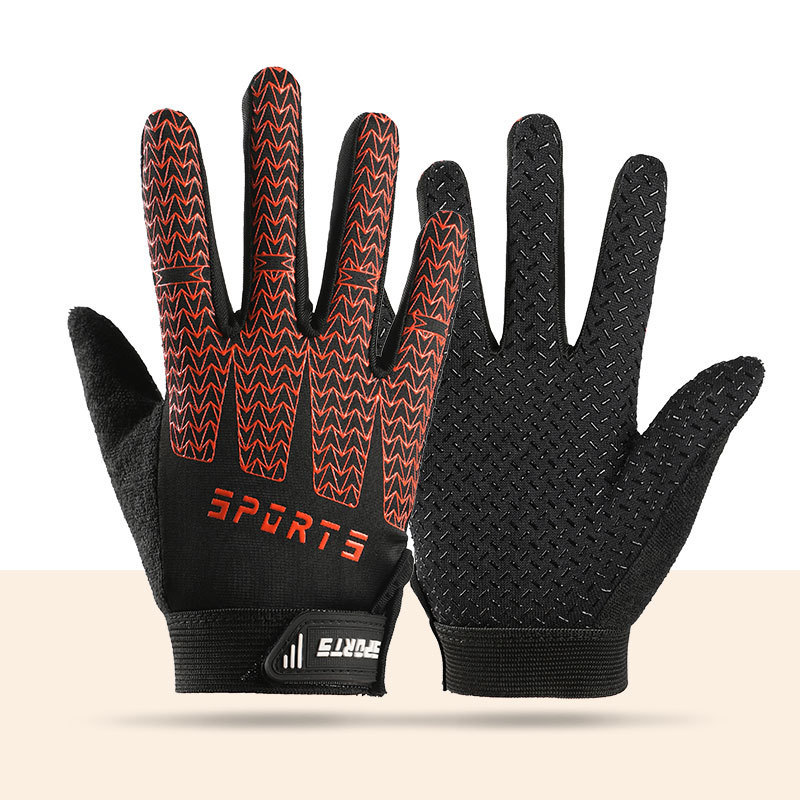 Black and Red Breathable Cycling Gloves for Kids - Non-Slip Silicone Grip
