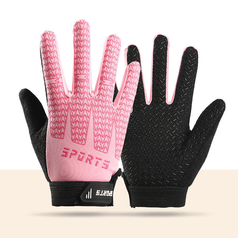 Black and Pink Breathable Cycling Gloves for Kids - Non-Slip Silicone Grip