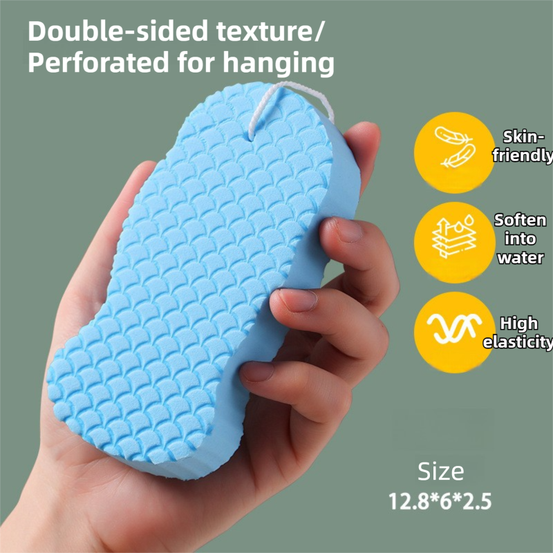 3PCS Blue Nordic Style 3D Fish Scale Exfoliating Sponge - High Elasticity Body