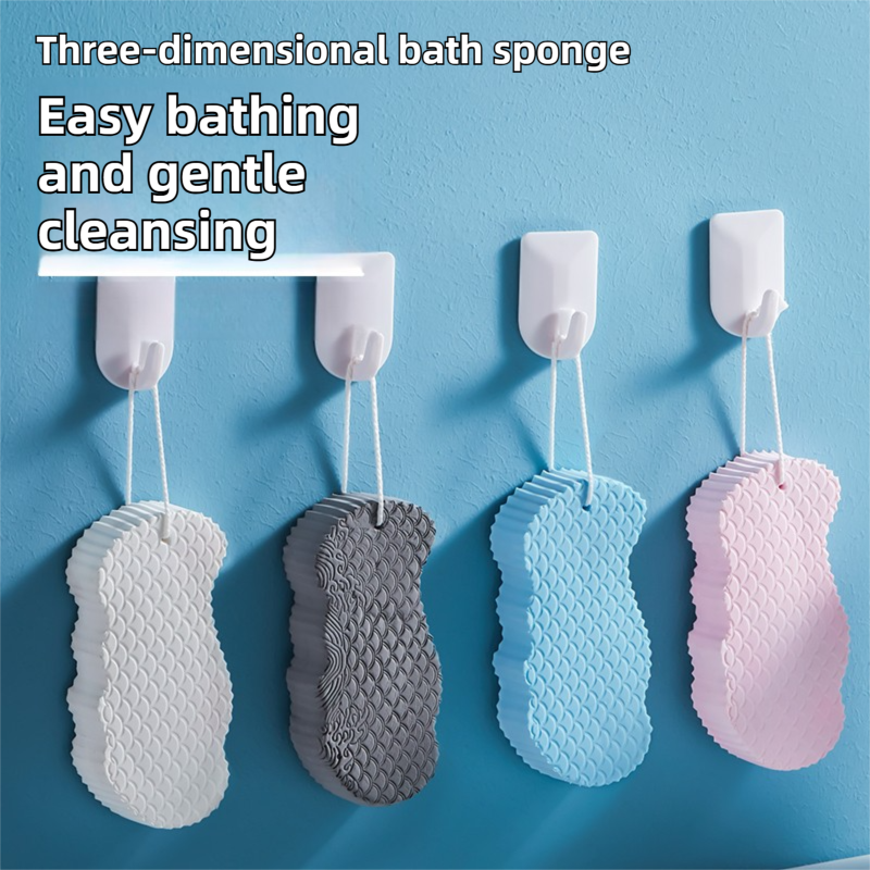 3PCS Pink Nordic Style 3D Fish Scale Exfoliating Sponge - High Elasticity Body view 2