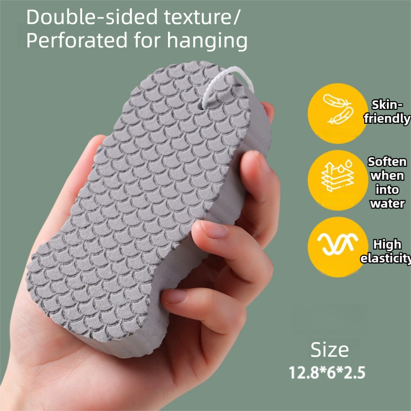3PCS Grey Nordic Style 3D Fish Scale Exfoliating Sponge - High Elasticity Body