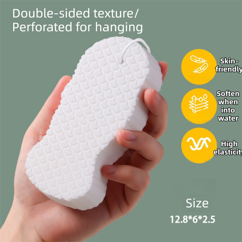 3PCS White Nordic Style 3D Fish Scale Exfoliating Sponge - High Elasticity