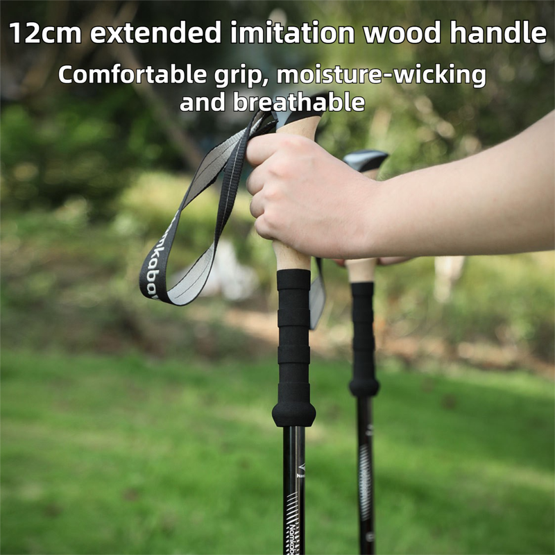 2-Pack Green Aluminum Alloy Telescopic Trekking Poles with Secure External view 3