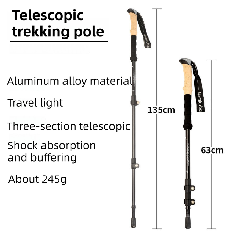 2-Pack Brown Aluminum Alloy Telescopic Trekking Poles with Secure External view 2