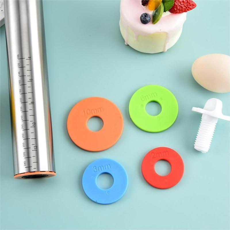Adjustable Stainless Steel Rolling Pin + 40 x 60 CM Black Non-Stick Silicone view 3