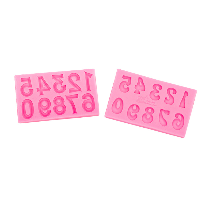 4-Pack Grey Alphabet & Numbers Silicone Fondant Molds - Heat Resistant Cake view 4