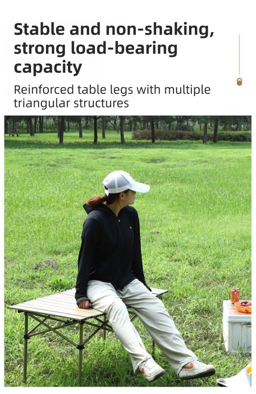 95CM Black Portable Folding Egg Roll Camping Table + 4-Pack 36CM Chairs with view 7