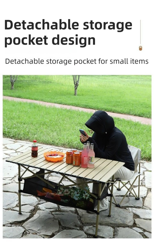 120CM Black Portable Folding Egg Roll Camping Table + 4-Pack 36CM Chairs with view 5