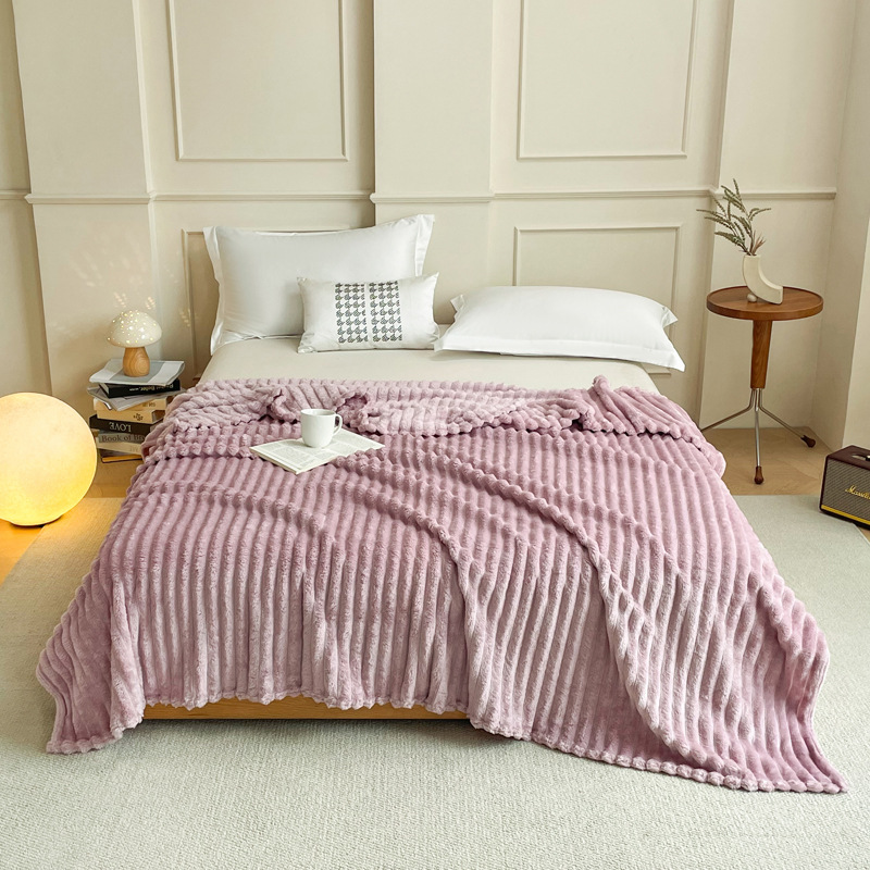 Purple 180 x 200 CM Ultra-Soft Faux Rabbit Fur Plush Sofa Cushion & Bedding