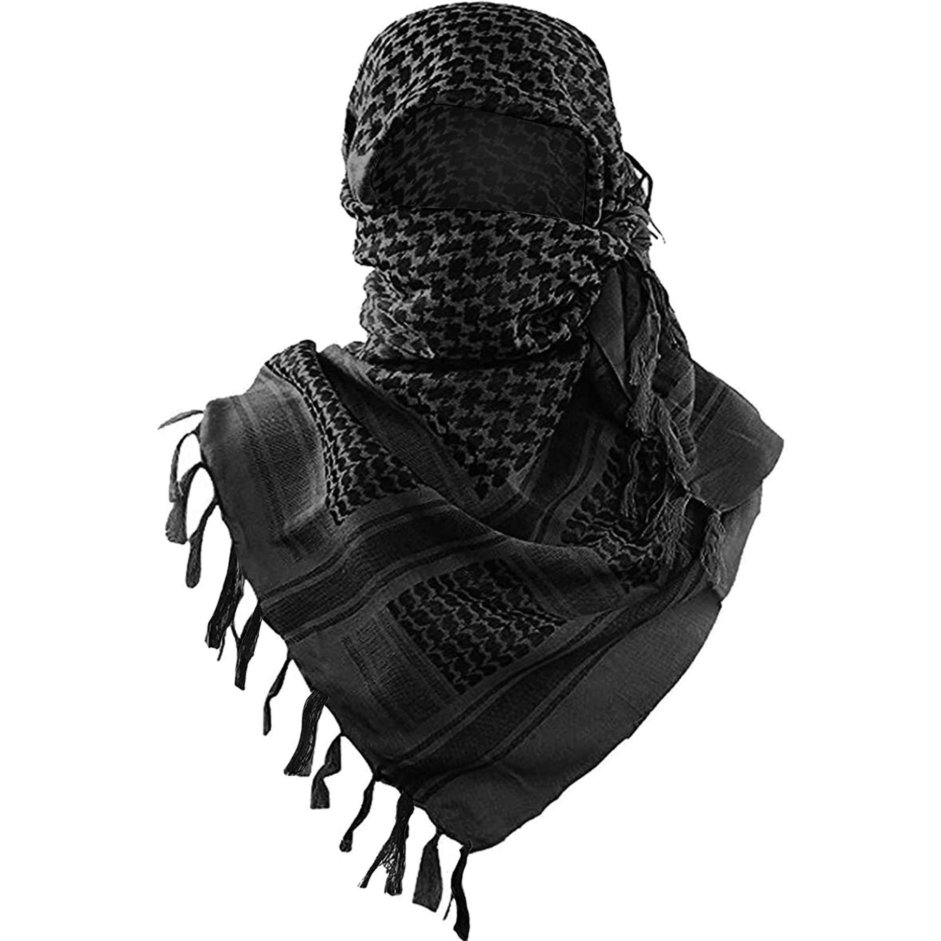 Black 110x110CM Military Shemagh Cotton Tactical Desert Scarf - Versatile