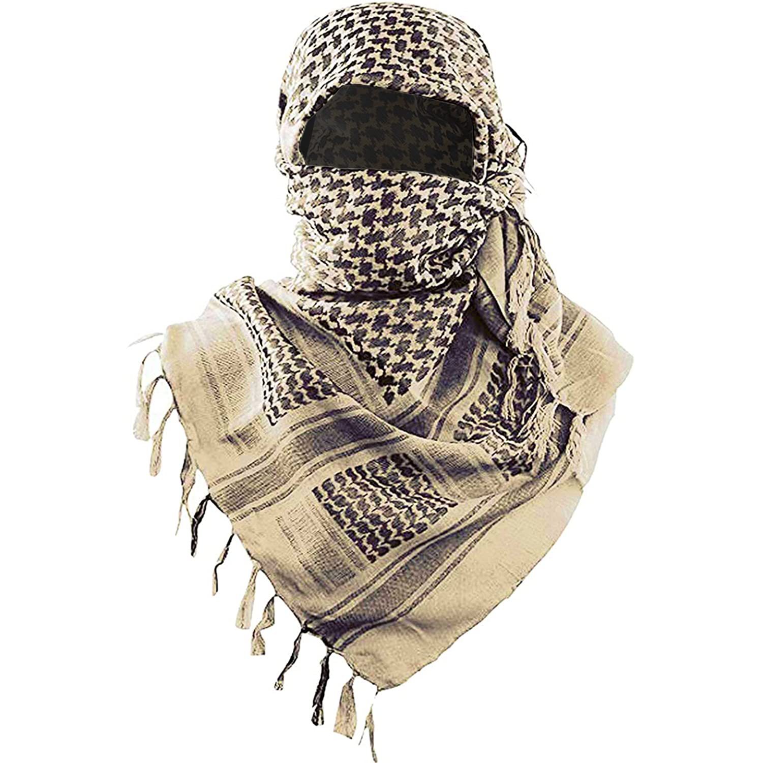 Khaki 110x110CM Military Shemagh Cotton Tactical Desert Scarf - Versatile