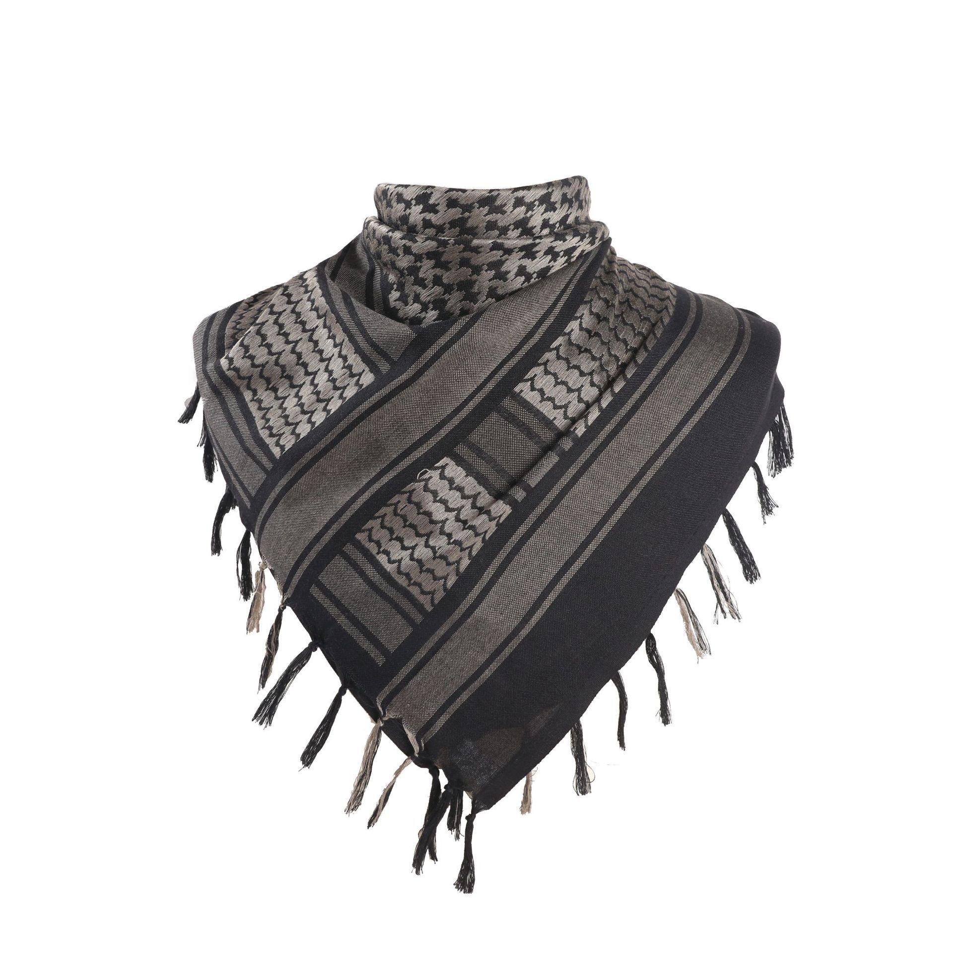 Black and Gold 110x110CM Military Shemagh Cotton Tactical Desert Scarf