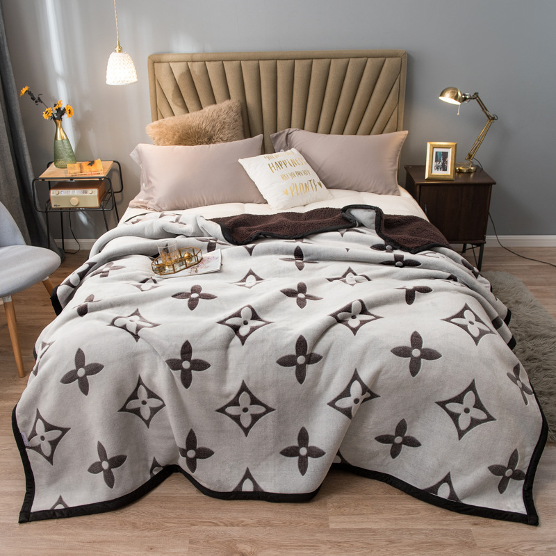 Brown Lucky Four-Leaf Clover 100x150CM Premium Double-Sided Print Flannel