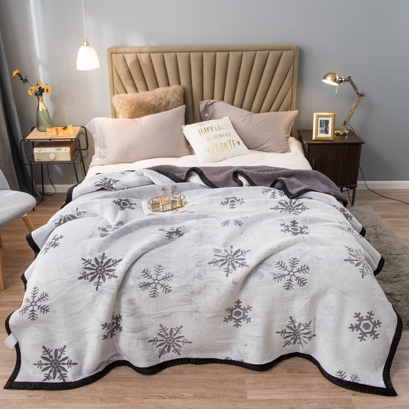 Grey Floral Fantasy 100x150CM Premium Double-Sided Print Flannel Blanket