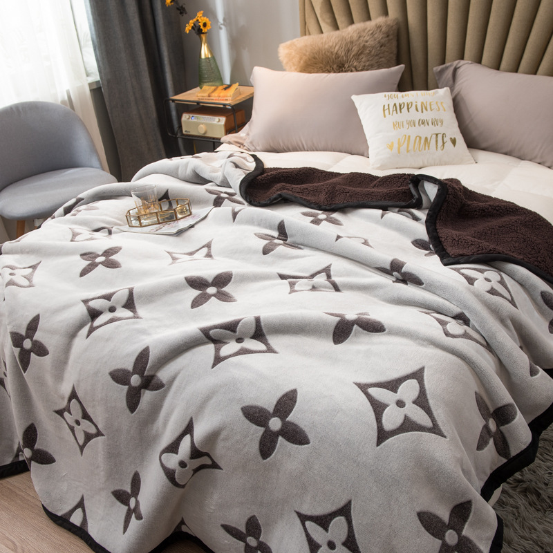 Brown Lucky Four-Leaf Clover 180x200CM Premium Double-Sided Print Flannel view 2
