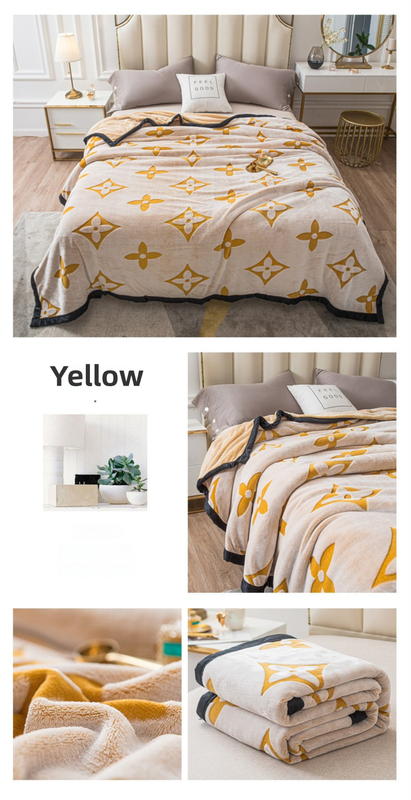 Yellow Lucky Four-Leaf Clover 180x200CM Premium Double-Sided Print Flannel view 4