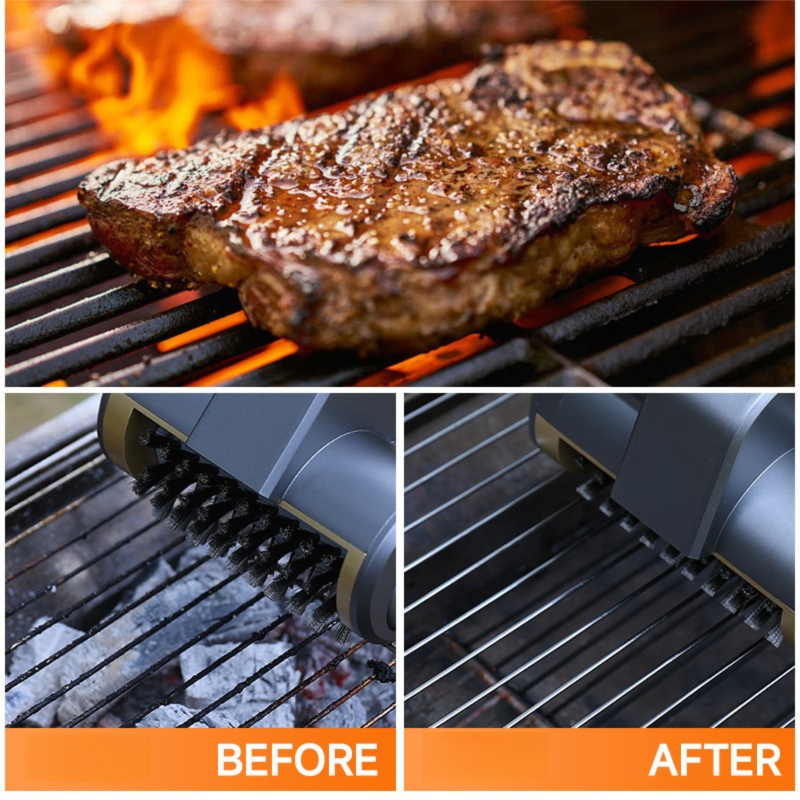 3-in-1 Sliver Cordless Electric Grill Cleaner Built-in LED & USB Charging view 4