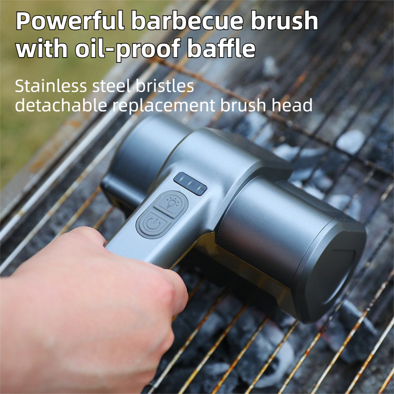 3-in-1 Gold Cordless Electric Grill Cleaner Built-in LED & USB Charging view 3