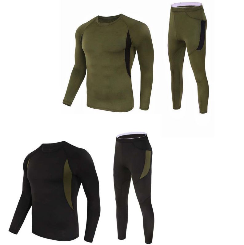 2-Pack M Size Men's Tactical 4-Way Stretch Fleece Lined Thermal Underwear
